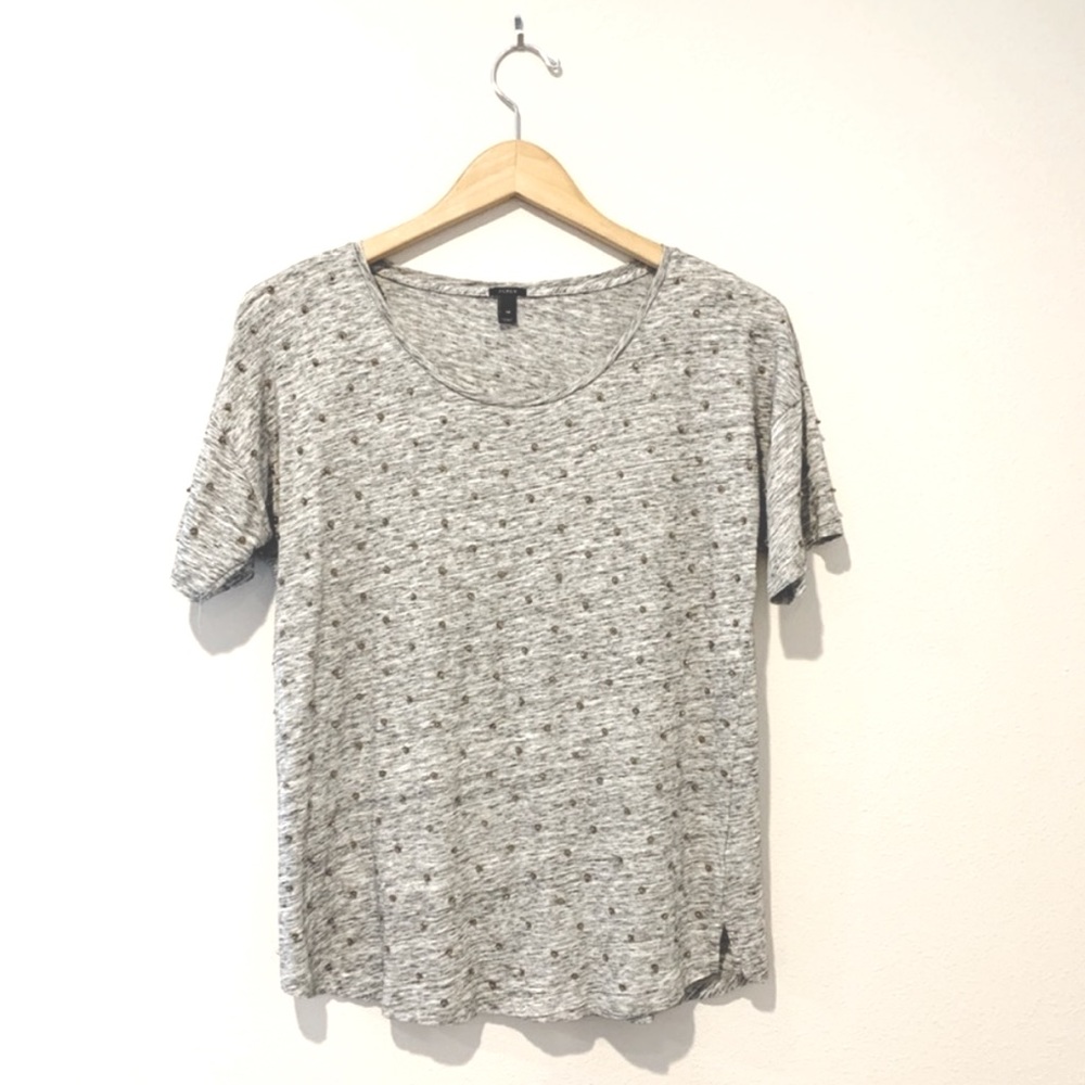 J. Crew Sequin Grey Top Tee Shirt